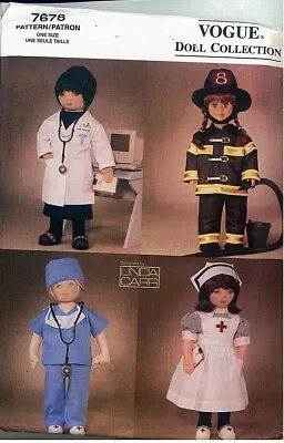 OOP  Vogue 7678 Doll Uniform Pattern Nurse Doctor Fireman Fits 18  American Girl • $12.79