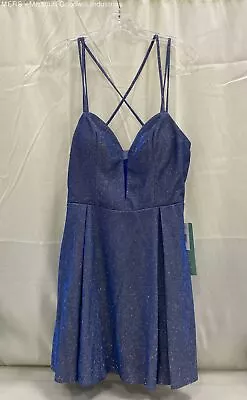 B. Smart Women Glitter Blue Spaghetti Strap Pleated Mini Dress - Size 15 • $14.99