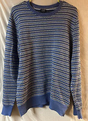 J Crew Factory Fair Isle Sweater Medium Cotton Crewneck Stripe • $27.70