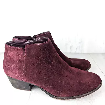 GH Bass & Co Boots Womens Size 8 Ankle Booties Boots Suede Maroon Red Nina Style • $22.95