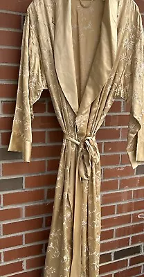 Victorias Secret Bath Wrap Robe Damask Belted  100% Silk  Gold Size S • $82