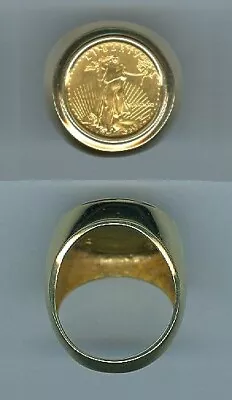 U.s. Mens 13.7 Gram 14k Yellow Gold United States Mint American Eagle Coin Ring • $1699