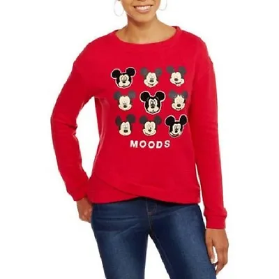 Disney Mickey Mouse Moods Pullover Knit Sweater  Long Sleeve Red  NEW • $6.99