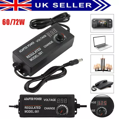 AC/DC 3V-24V Electrical Power Supply Adapter Charger Variable Voltage Adjust UK • £10.89