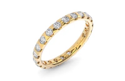 2.5 MM  Round Brilliant Cut Diamonds Eternity Wedding Ring In 18K Yellow Gold • £740.48