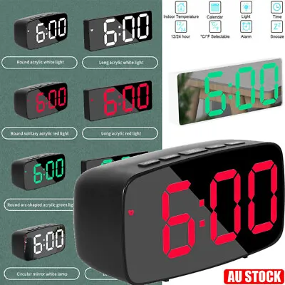 LED Digital Clock Alarm Mirror Display Snooze Temperature Time Table Desk Decor • $15.99