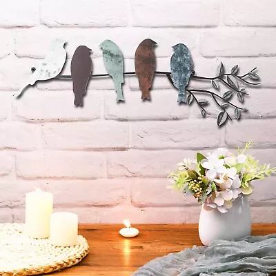 Metal Bird Wall Art Birds On Branch Wall Decor Leaves Birds Metal Sculpture • $14.99