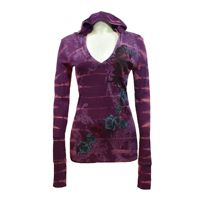 Women's Long Sleeve Hooded Top - Thermal  - FILTER  Waffle Knit - Medieval Art • $20.39