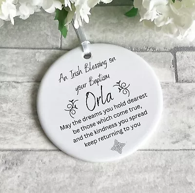 Personalised Irish Blessing For Baby Christening Baptism Keepsake Ceramic • £7.99