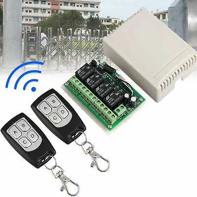 12V 4CH Channel 443MHz Wireless RF Remote Control Relay Switch With 2 Receiver • $15.24
