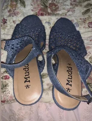 Mudd Brand Wedge Sandals Blue NWOT 8.5 • $12