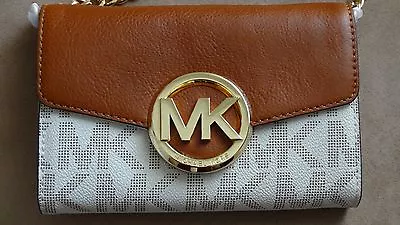 Michael Kors Hudson Large Phone Crossbody Bag Purse Vanilla Brown BNWT • $139.99