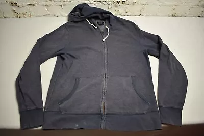 J. Crew Authentic Fleece Men's Blue Gray Lightweight Full Zip Hoodie Size L • $14.99