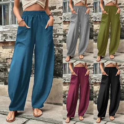 $7.35 • Buy Women Elastic Waist Hippie Baggy Yoga Pants Dance Palazzo Loose Harem Trousers