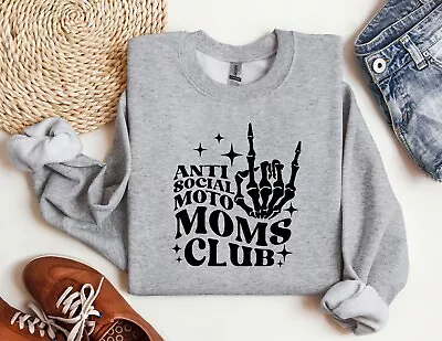 Anti Social Moto Mom Club Mothers Day Sweatshirt Moto Mom Crewneck • $26.99