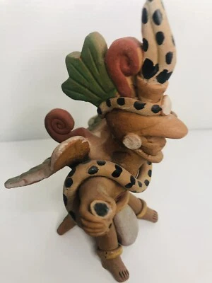 $48.99 • Buy Aztec Quetzalcoatl Snake Winged Man Handmade Mexican Statue Figurine Folk Art