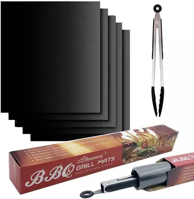 BBQ Mats Pack Of 5 Universal Oven Liners For Bottom Of Fan Assisted With Tongs • £54.99