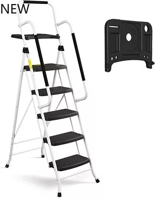 HBTower 5 Step Ladder With Handrails Folding Step Stool With Tool PlatformNEW • $120