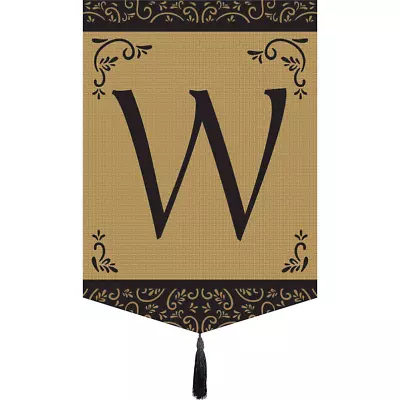 Garden Monogram W Tassel Burlap Flag • $30.56