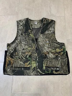 Men's XL Quail Unlimited Mossy Oak Break Up Camouflage Shooting Hunting Vest • $14.99