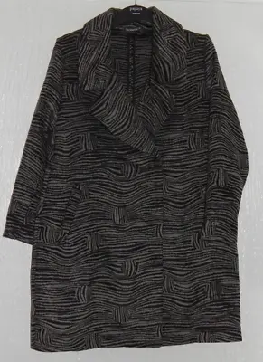 Women's Size 20 Black/grey Zebra Unlined Coat Vgc Bonmarche • £20