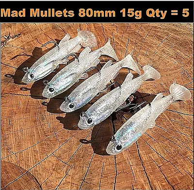X 5 Flathead Lures Vibe Lure Paddle Tail 80mm Mullet Lures Bass Bream Jewfish • $11.95