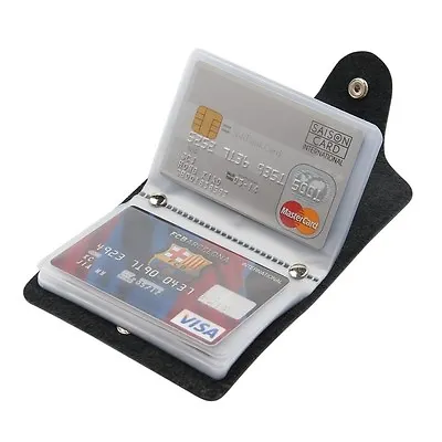 24 Cards Pu Leather Credit ID Business Card Holder Pocket Wallet Purse Box New • £3.49