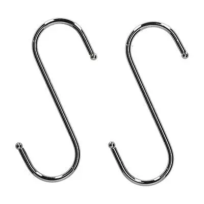 2Pc Stainless Steel S Hooks Kitchen Meat Pan Utensil Clothes Hanger Hanging • £3.48