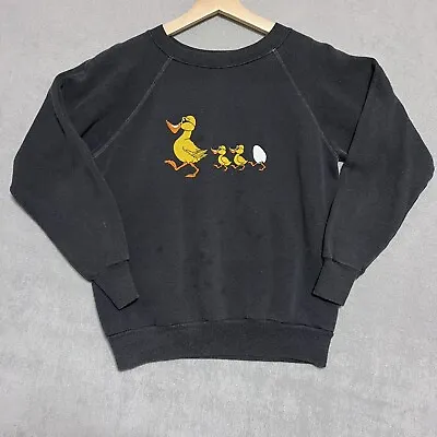 Velva Sheen Sweatshirt Mens Medium Black Vintage Ducks Long-Sleeve • $29.95