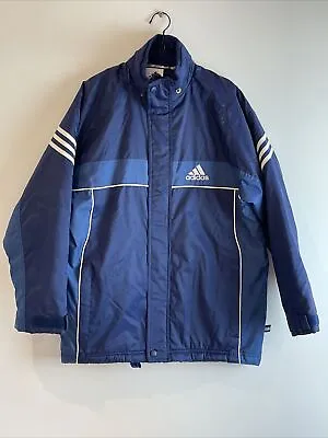 Vintage 90's Adidas Padded Rain Jacket Football Manager / Coach Coat • £0.99