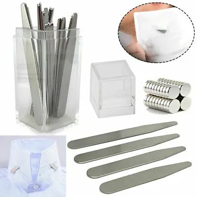 40/10 Metal Collar Stays Stiffeners / 10 Magnets For Men Shirts 4 Sizes With Box • $8.29