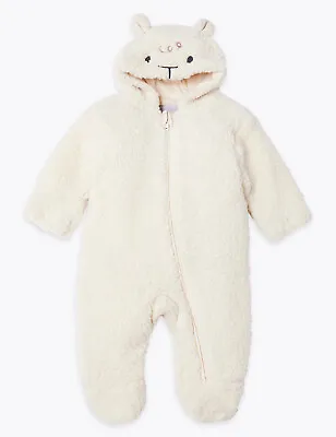 Baby Boy Girl Lamb Snowsuit Pramsuit Winter Coat All In One Ex M&S • £14.95