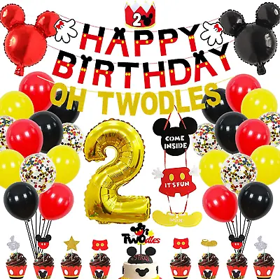 2nd Mickey Birthday Party Supplies Decorations 57Pcs - HAPPY BIRTHDAY Banner OH • $25.79