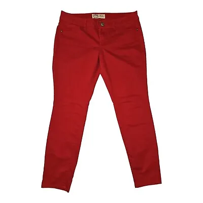 L.E.I. Jeans Size 13 Juniors Ashley Lowrise Skinny Red Stretch Hipster Preppy • £19.29