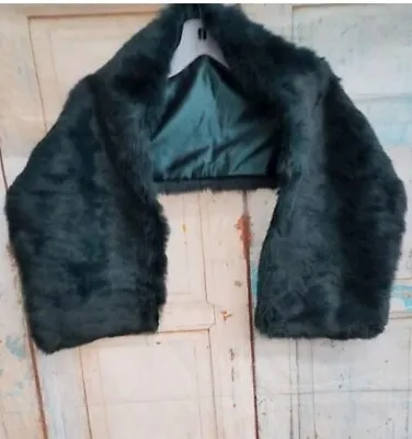 Dark Green Rabbit Fur Shawl Wrap • $35