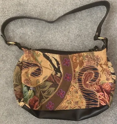 Ladies Bueno Embroidered Floral/tiger Faux Leather & Canvas Tote/Handbag • £11.50