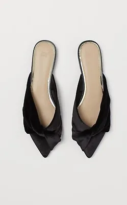H&M Women Shoes Velour Mules Black Size 42 • $23
