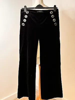 Nougat Black Flowing Velvet Trousers Size 3/ UK 14 Wide Leg • £9.99
