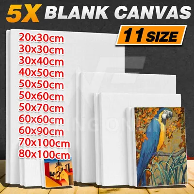 $103.39 • Buy 5x Economy Artist Blank White Stretched Canvas Super Value Pack 5 Acrylic Wood