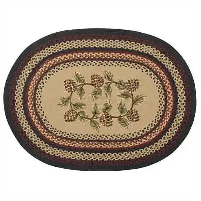 $69.99 • Buy New Primitive Rustic Lodge Cabin PINE CONE Pine Cone Oval Braided Floor Mat Rug