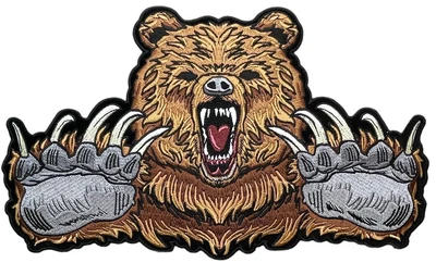 £23.57 • Buy Grizzly Bear Growling Claws Head Face Back Patch 12 X 7  Inch IV7086 LD9