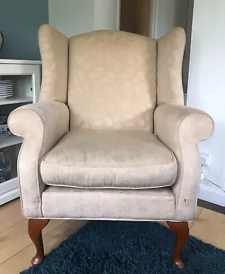 Laura Ashley Denbigh Wingback Back Chair In Natural Fabric Upholstery Project • £40