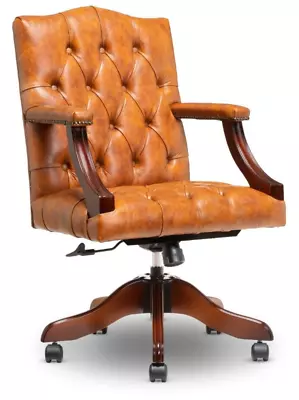 FAST Delivery Gainsborough Swivel Desk Chair Office Chair Vintage Tan Leather • £699.99