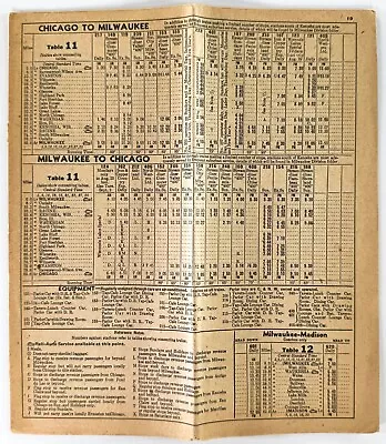 1952 Vintage Chicago North Western Railway Railroad Timetable Madison Milwaukee • $9.98