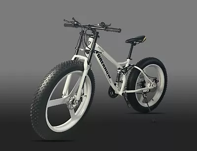 White Fat Tire Bike Dual Full Suspension 21 Speed 26  Bicycle White Tri Spoke • $839