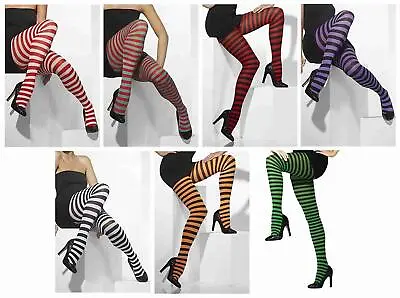 £4.03 • Buy Adult Striped  Opaque Tights Fancy Dress Party Accessory