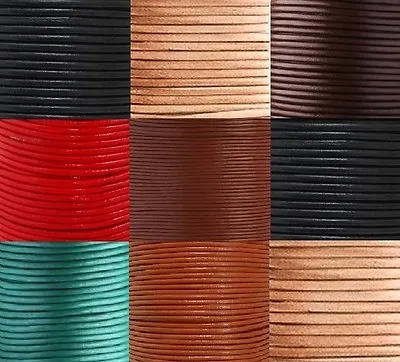 Round Leather Cord 100% Real 1 2 3 4 5 6mm For Jewellery Making Craft • £32.99