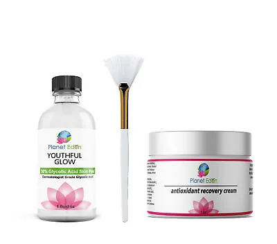 30% Glycolic Acid Kit With Antioxidant Recovery Cream & Fan Brush • $21