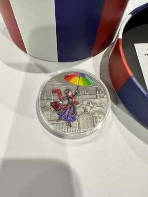 2022 Niue $1 Mary Poppins Colorized Silver Antiqued Coin Low Mintage • $28