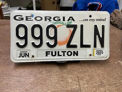 License Plate Tag Vintage Georgia Fulton County 999 ZLN 2005 Rustic USA • $9.25